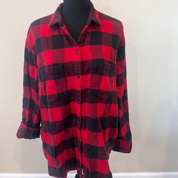 Buy here! Sold out online! Flannel Oversized Ex-boyfriend Shirt Buffalo Check - Picture 1 of 5